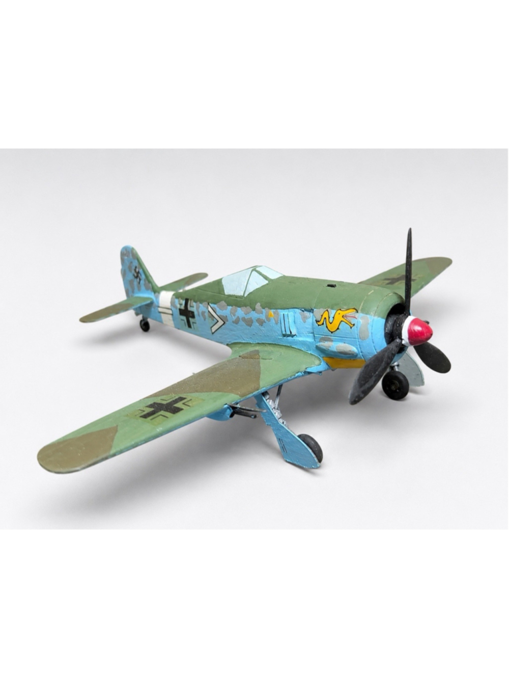 Hand Carved Wood Focke-Wulf Fw 190 WWII German Fighter Model Signed 2004